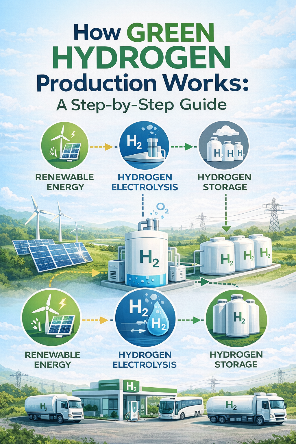 green hydrogen production process diagram
